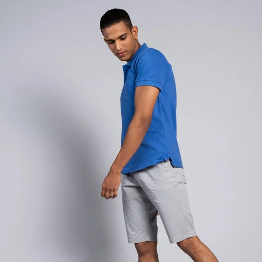Weekend Discounts to Enjoy Lapis Lazuli Bright Blue Cotton Polo T-Shirt