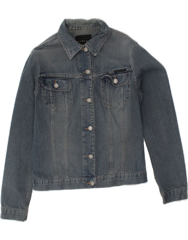 Limited Offer SISLEY Womens Denim Jacket UK 14 Medium Blue