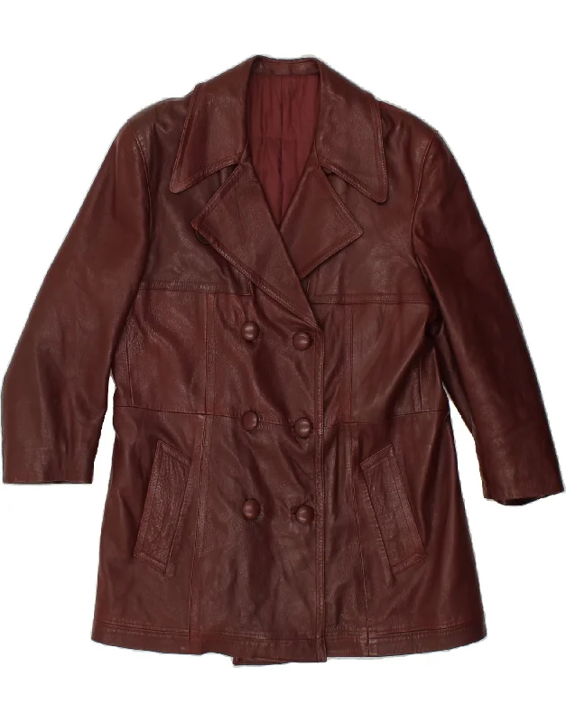 Weekend Discounts to Love FIBOK Womens Leather Coat UK 16 Large Maroon
