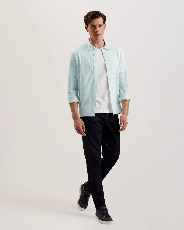 Extra Discount Panly Ls Regular Linen Button Through Pl-Blue