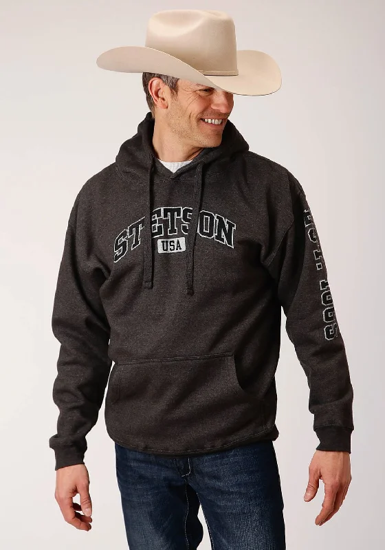 Weekend Savings Delight Stetson Mens Grey Cotton Blend USA Athletic Hoodie