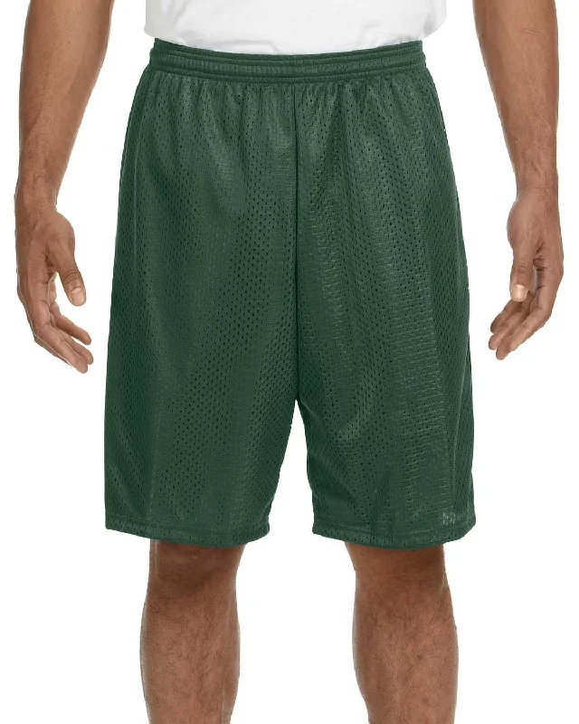 Low Cost A4 Adult Nine Inch Inseam Mesh Shorts | Forest Green