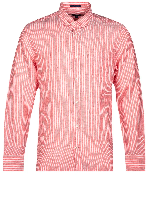 Special Discount Regular Fit Stripe Linen Buttondown Watermelon Pink