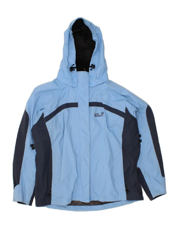 Weekend Offers That Shine JACK WOLFSKIN Womens Hooded Rain Jacket UK 18 XL Blue Colourblock Weekend Offers That Shine JACK WOLFSKIN Womens Hooded Rain Jacket UK 18 XL Blue Colourblock