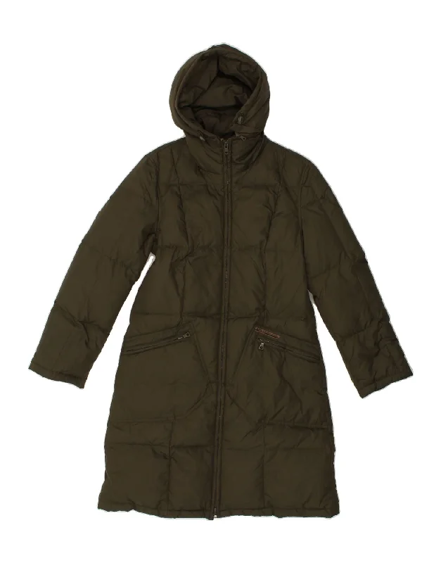 Great Bargain GAS Womens Hooded Padded Coat UK 10 Small Khaki Nylon