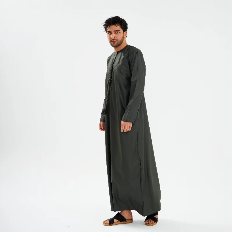 Weekend Discounts to Enjoy Charcoal Green Emirati Kandora-Mens