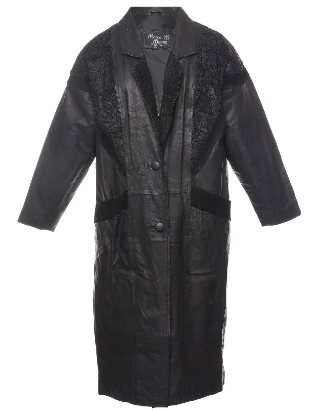 New Arrival Single-Breasted Black 1980s Leather Jacket - M