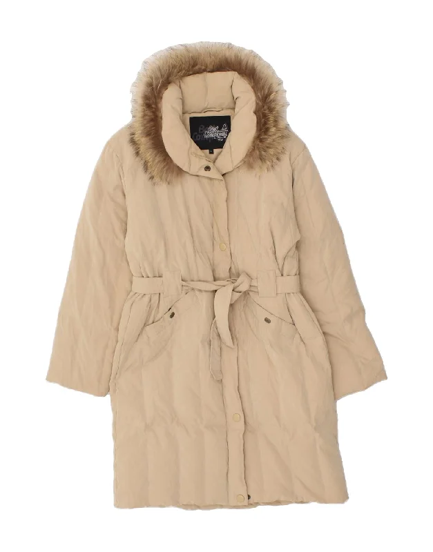 Markdown Sale BEST COMPANY Womens Padded Coat UK 14 Large Beige Polyester