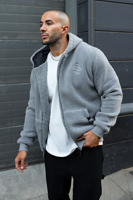 Weekend Offers That Sizzle Ikon Borg Zip Hoodie - Grey