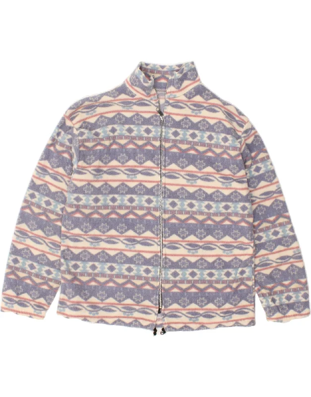 Weekend Discounts to Delight VINTAGE Womens Fleece Jacket UK 18 XL Blue Fair Isle
