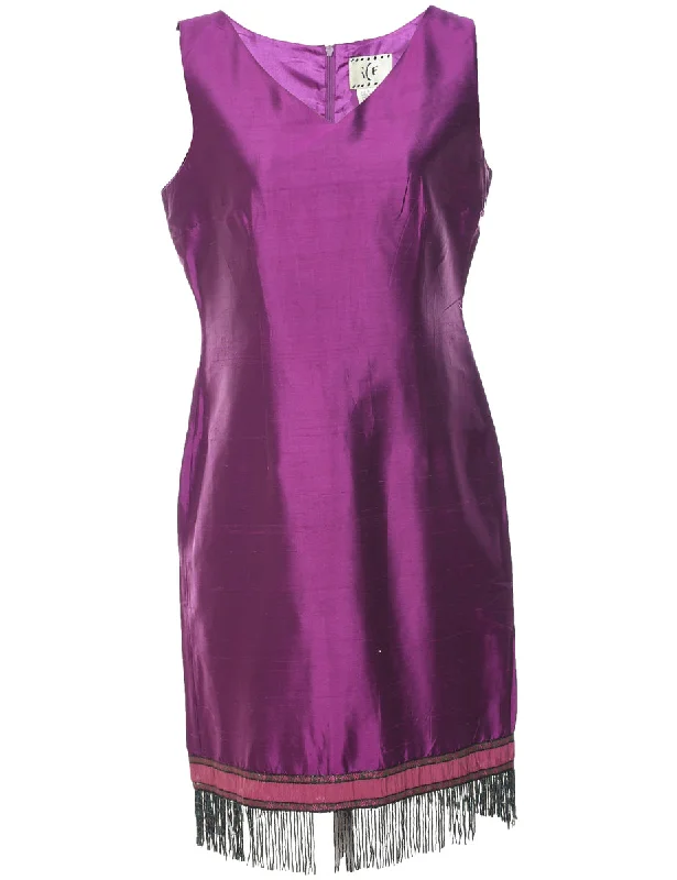 Can't Beat Silk Purple Metallic Evening Dress - M