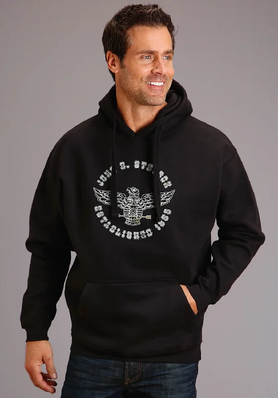 Weekend Offers That Sizzle Stetson Mens Black Cotton Blend Aztec Eagle Hoodie