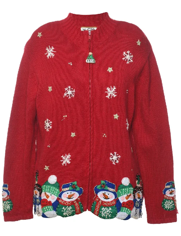 Weekend Deals to Make You Happy Snowman Christmas Cardigan - M