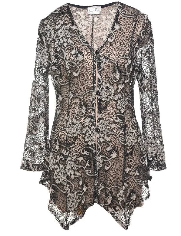 Super Bargain Sheer Effect Black Jacket - L
