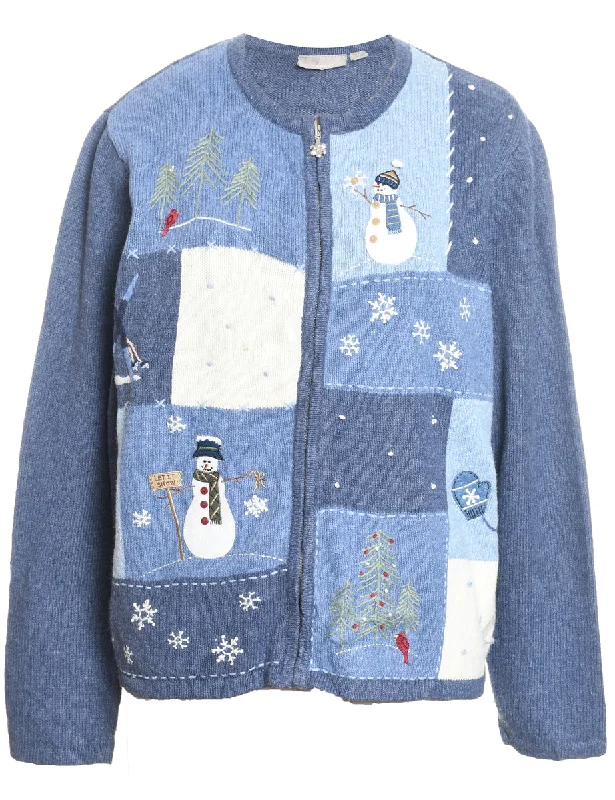 Make Your Weekend Count with Savings Snowman Christmas Cardigan - L