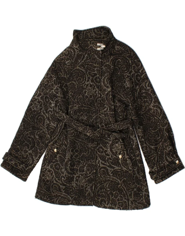 Weekend Specials to Love VERSACE Womens Overcoat IT 42 Medium Grey Floral Wool