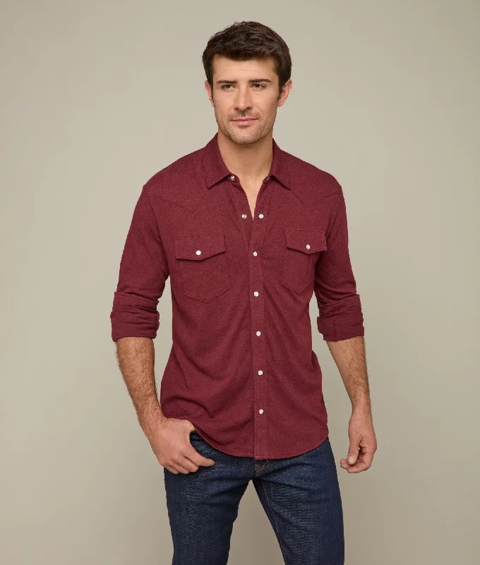 Now or Never Long Sleeve Western Knit Top :: Heathered Red Wine