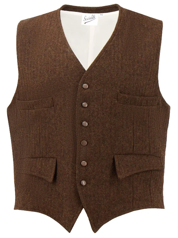 Weekend Savings Bonanza 1940s Vintage Edwin Waistcoat Carob Brown