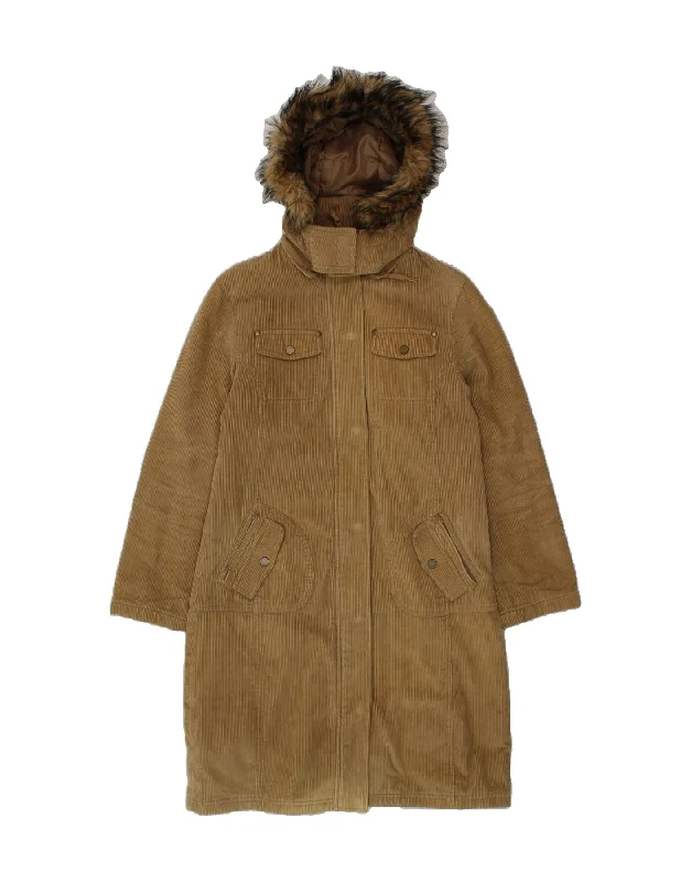 Great Deal YESSICA Womens Hooded Corduroy Windbreaker Coat UK 12 Medium Beige Cotton