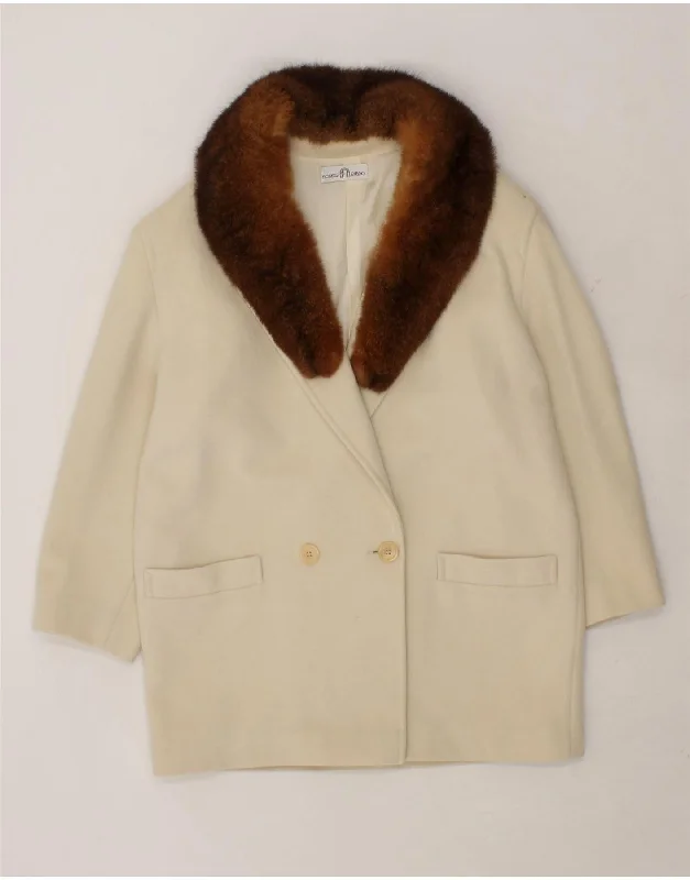 Weekend Savings Galore FIORELLA RUBINO Womens Double Breasted Coat UK 12 Medium Beige Wool Weekend Savings Galore FIORELLA RUBINO Womens Double Breasted Coat UK 12 Medium Beige Wool