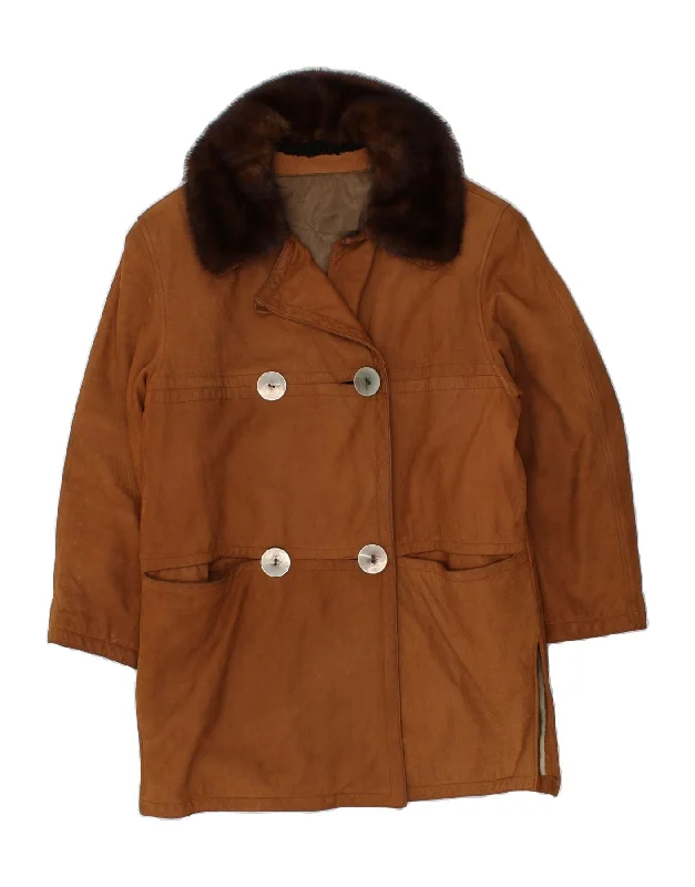 Now or Never VINTAGE Womens Leather Coat EU 42 Large Brown