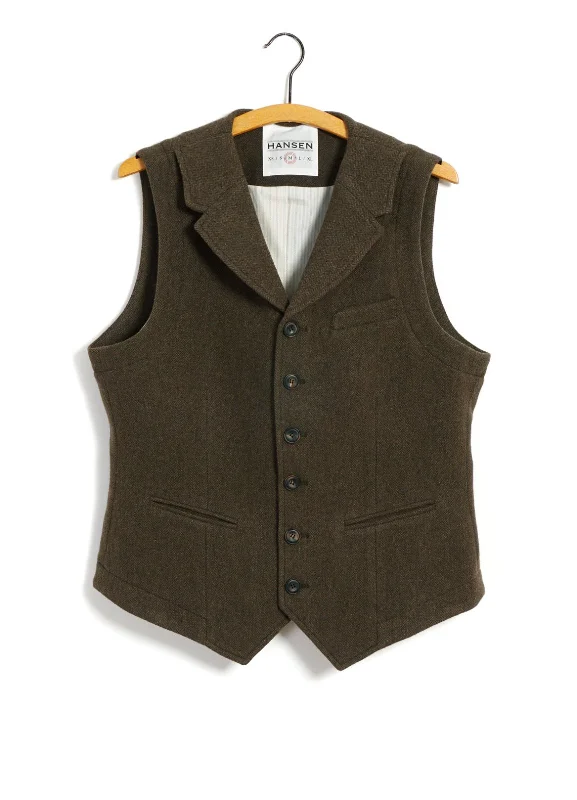 Weekend Deals That Excite WILLIAM | Lapel Waistcoat | Brown Herringbone
