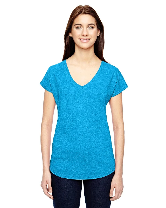 Weekend Savings Bonanza Anvil Ladies Triblend V-Neck T-Shirt | Hthr Carib Blue