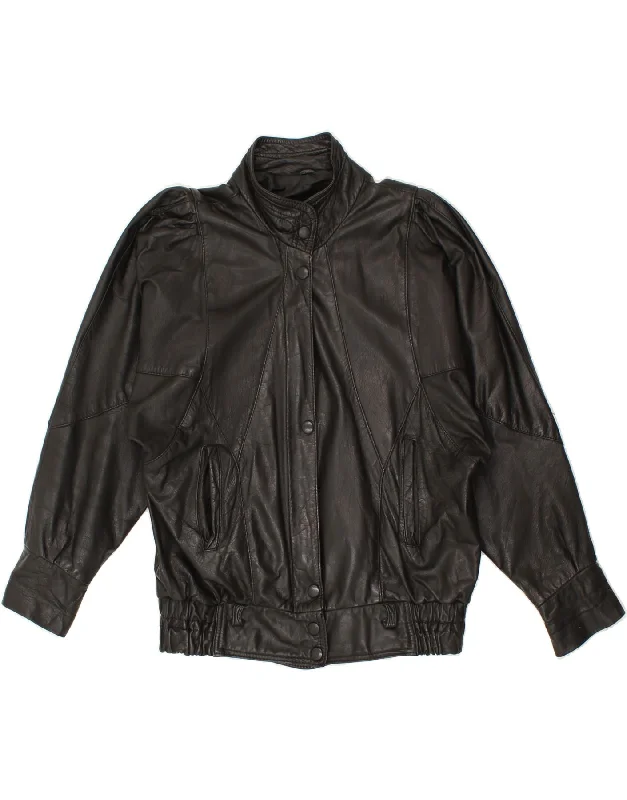 Overstock Clearance VINTAGE Womens Leather Jacket UK 16 Large Black