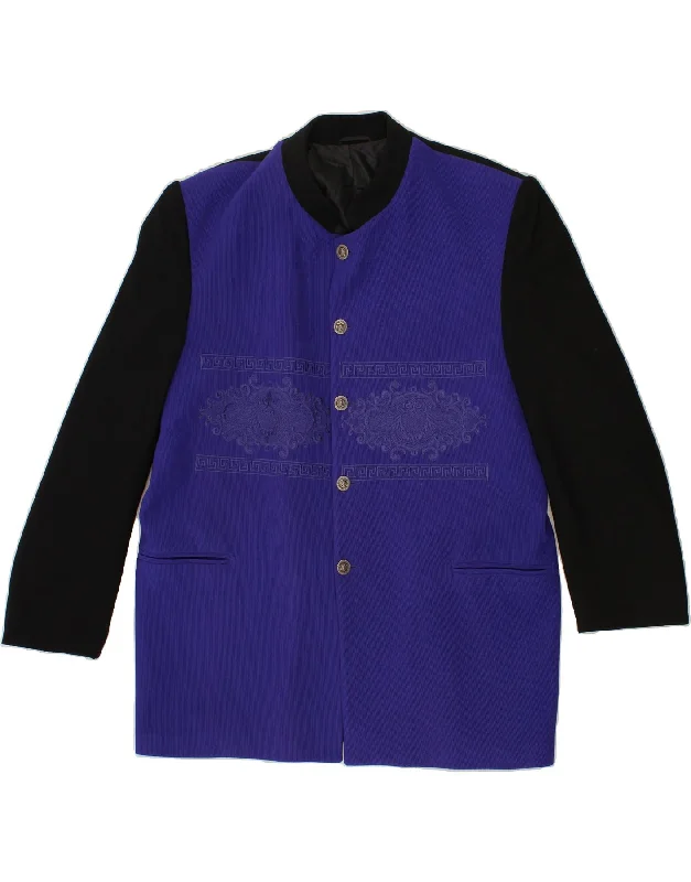 While Supplies Last VINTAGE Womens 5 Button Blazer Jacket IT 50 XL Blue Colourblock Polyester