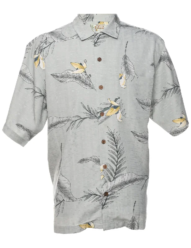 Value Pack Silk Leafy Print Hawaiian Shirt - M