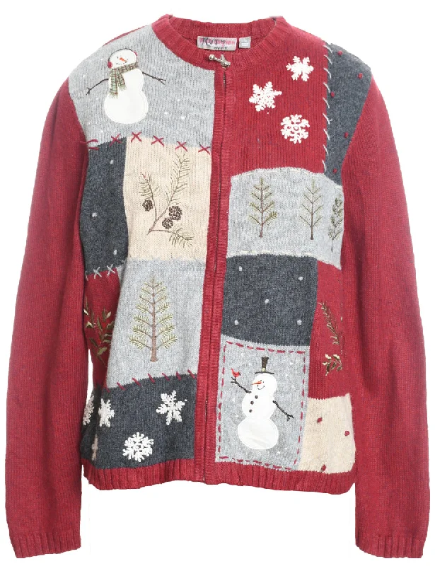Weekend Offers That Please Snowman Christmas Cardigan - M
