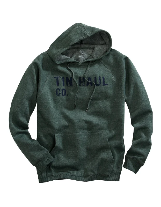 Cash Savings Tin Haul Mens Green 100% Cotton Faded Logo Hoodie