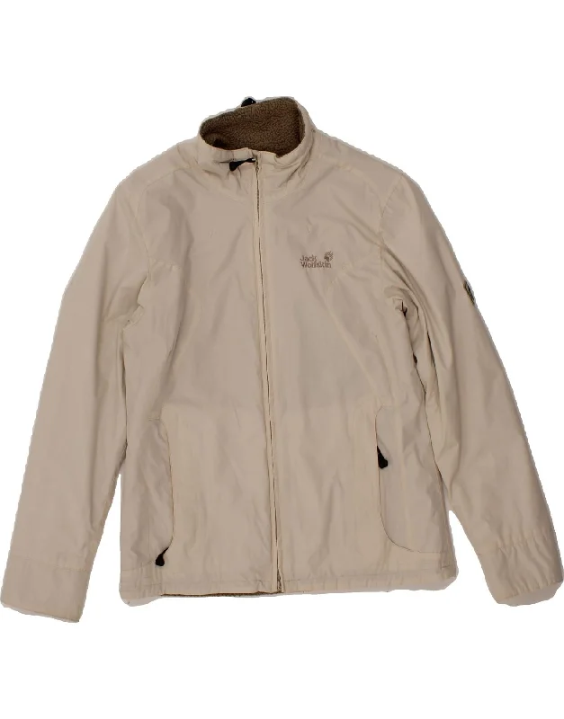 Price Drop JACK WOLFSKIN Womens Windbreaker Jacket UK 10 Small Off White Polyester