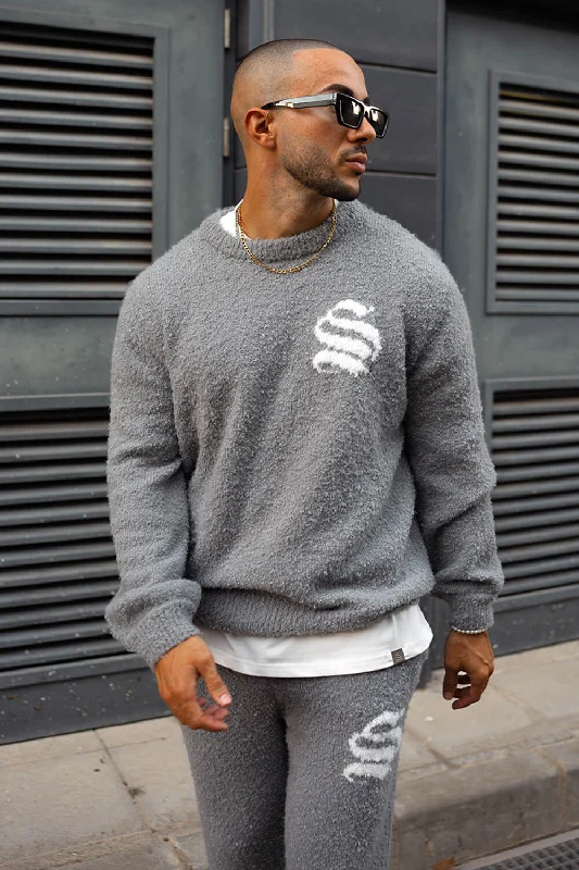Weekend Bargains Just for You Emblem Knitted Sweater - Grey