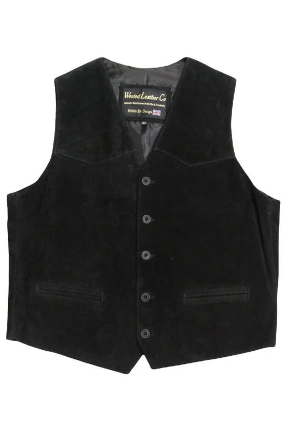 Flash Deal Mens Smart Casual Waistcoat in Black Suede