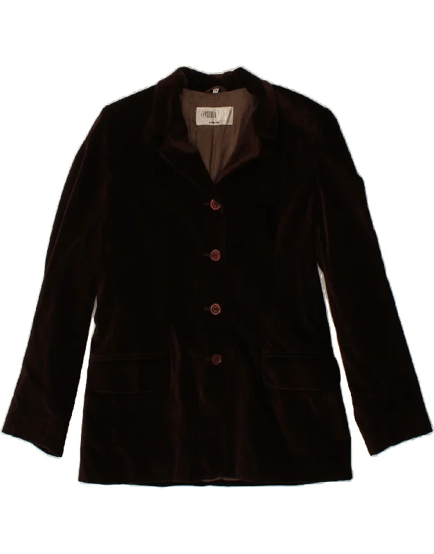 Time-Sensitive OMBRALUCE Womens 4 Button Blazer Jacket IT 46 Large Brown Cotton