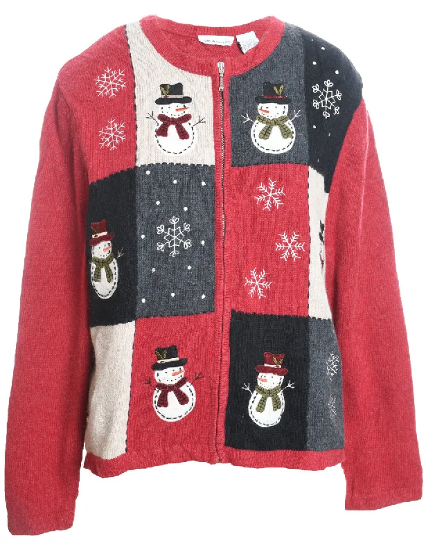 Extra Discount Snowman Christmas Cardigan - XL