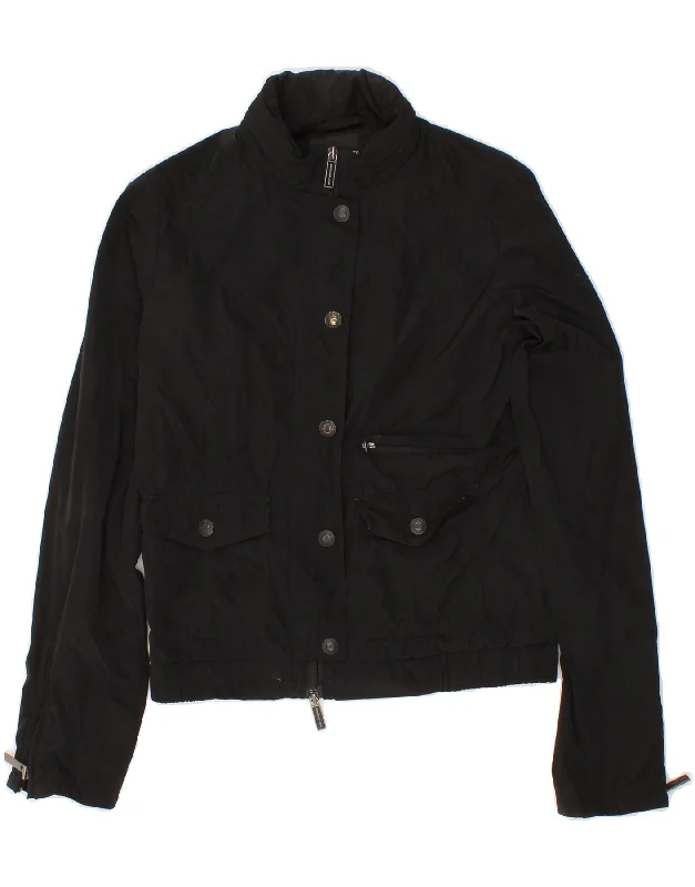 Pay Less CALVIN KLEIN Womens Crop Bomber Jacket UK 10 Small Black Polyester