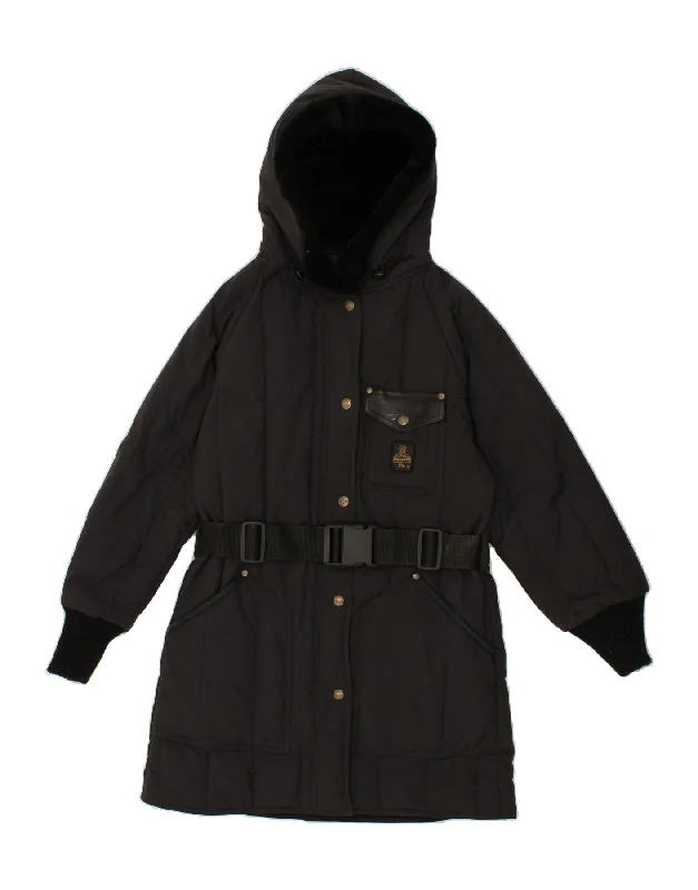 Midnight Sale REFRIGIWEAR Womens Hooded Padded Coat UK 14 Large Black