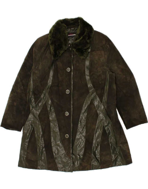 Weekend Sale: Don't Miss Out GIORGIO MOBIANI Womens Leather Coat UK 20 2XL Khaki Leather