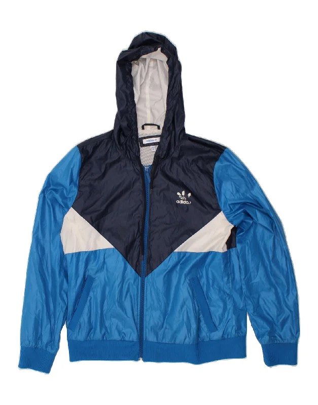 Weekend Deals That Please ADIDAS Womens Hooded Rain Jacket EU 42 Large Blue Colourblock Weekend Deals That Please ADIDAS Womens Hooded Rain Jacket EU 42 Large Blue Colourblock