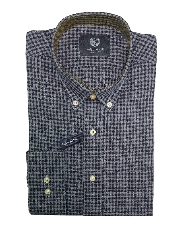 Time-Sensitive Gingham Check Navy & Grey Shirt