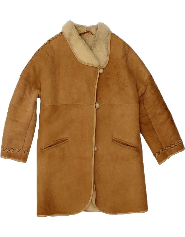 Act Now VINTAGE Womens Shearling Coat UK 14 Medium Brown