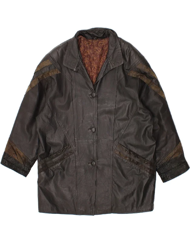 Super Discount VINTAGE Womens Leather Coat IT 46 Large Black
