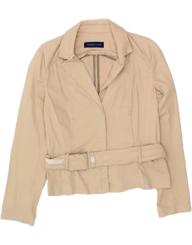 Year-End Sale TRUSSARDI JEANS Womens Blazer Jacket IT 46 Large Beige Cotton