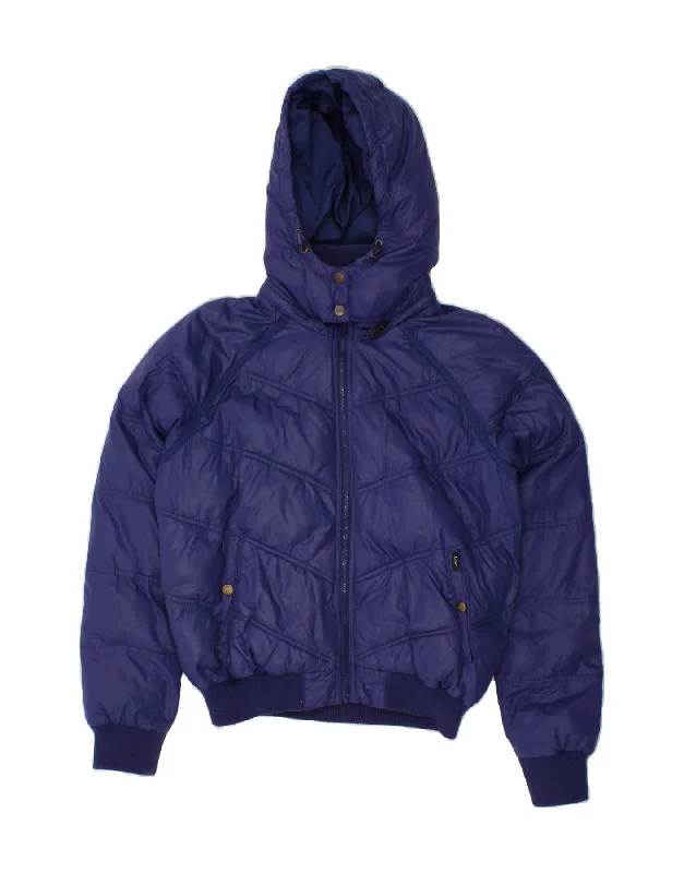 Price Slash LEE Womens Hooded Padded Jacket UK 14 Medium Blue Polyamide
