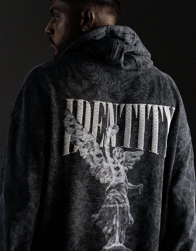 Year-End Clearance Angel Grey - Drop Shoulder Hoodie Black | Optic Wash