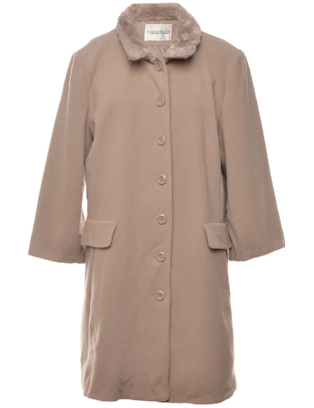 Mega Sale Single-Breasted Beige Wool Coat - L
