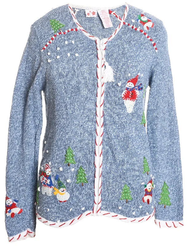 Weekend Shopping Extravaganza Snowman Christmas Cardigan - L