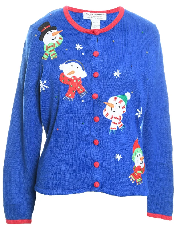 Weekend Savings Bonanza Snowman Christmas Cardigan - L